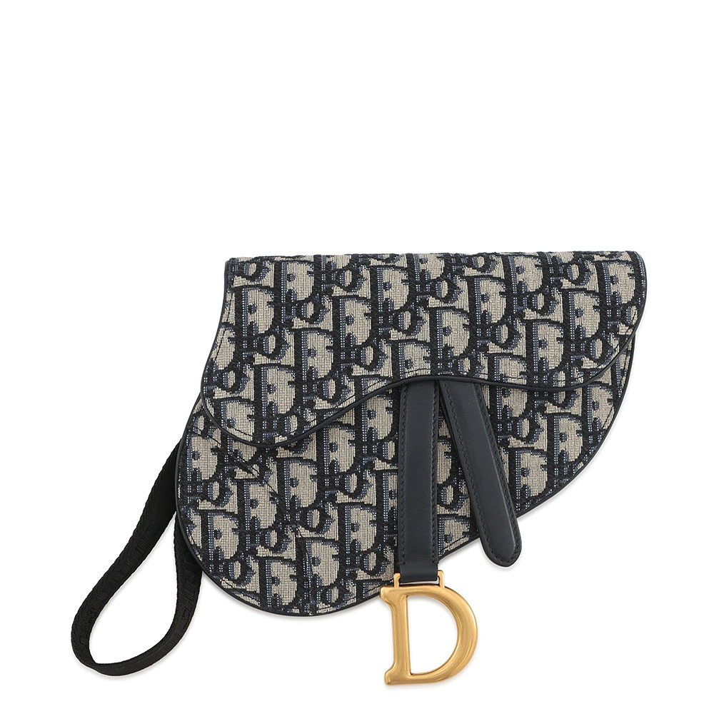 Christian Dior Body Bag Oblique Saddle Belt Pouch Clutch Canvas